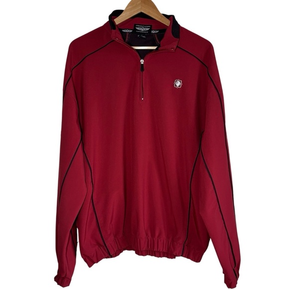 Straight Down Performance Men's Golf Jacket size Large 1/4 Zip Red Outdoor Logo - Picture 1 of 12